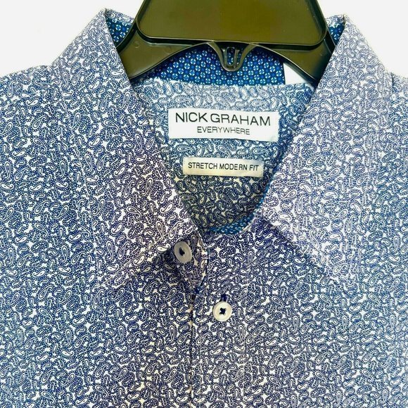Nick Graham Every Where Mens Button up Long Sleeve Print Shirt Size XL Stretch - Picture 4 of 12